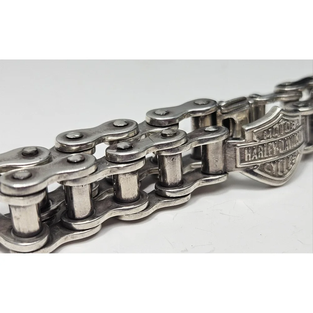 Harley Davidson Emblem 925 Silver 14mm Motorcycle Chain Bracelet 9.5
